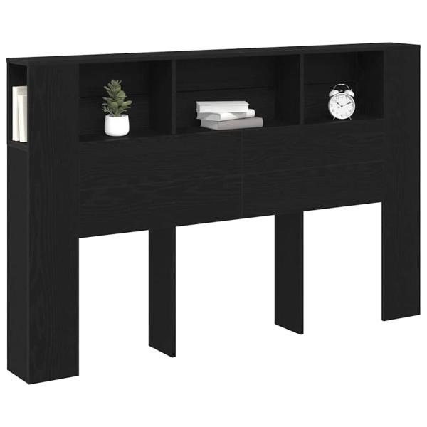 Schwarzer Eichenkopfteil Schrank - 160x19x104,5 cm aus Holzwerkstoff