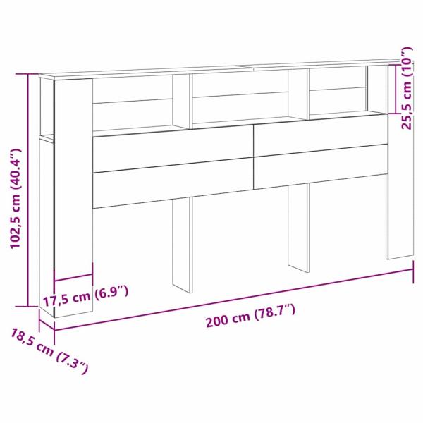 Kopfteilschrank Schwarze Eiche 200x18,5x104,5 cm
