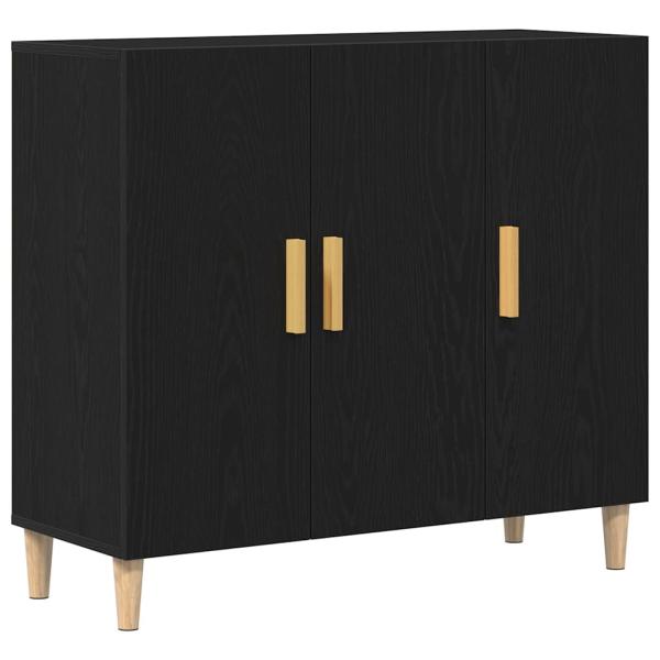 Sideboard Schwarz Eiche 90x34x80 cm Holz
