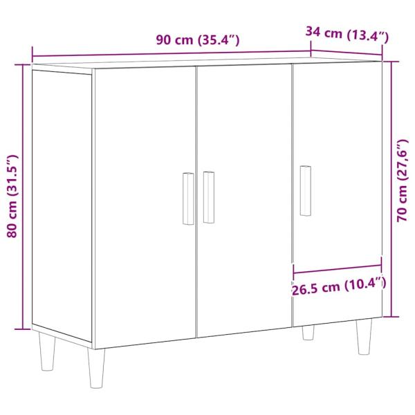 Sideboard Schwarz Eiche 90x34x80 cm Holz