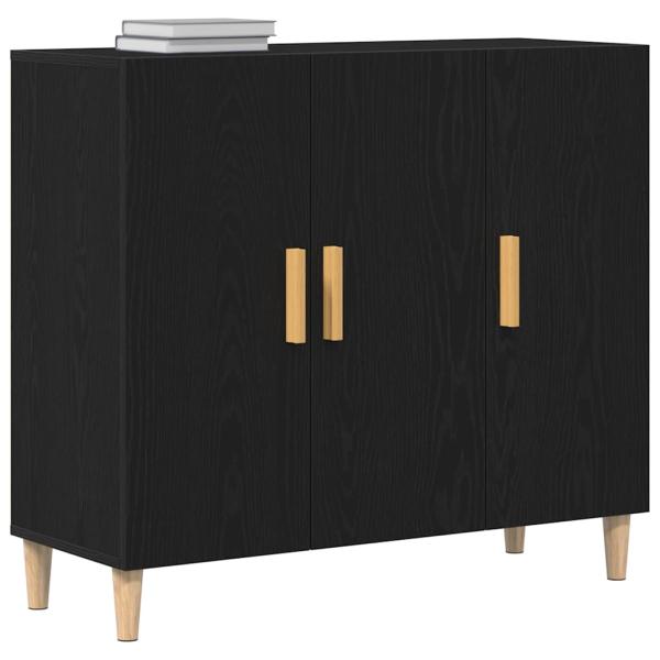 Sideboard Schwarz Eiche 90x34x80 cm Holz