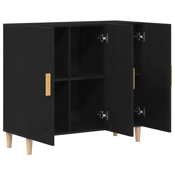 Sideboard Schwarz Eiche 90x34x80 cm Holz