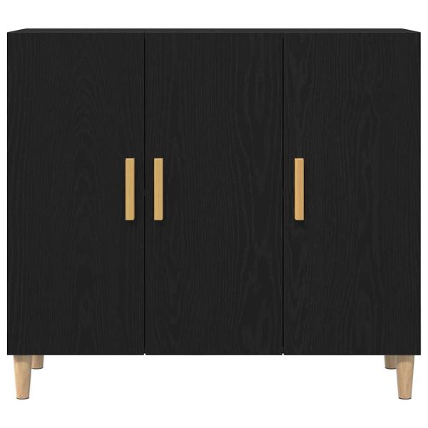 Sideboard Schwarz Eiche 90x34x80 cm Holz