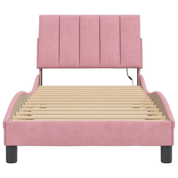 Bettgestell mit LED-Leuchten Rosa 90x200 cm Samt