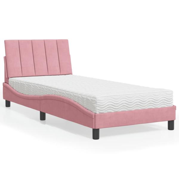 ARDEBO.de - Bett mit Matratze Rosa 80x200 cm Samt
