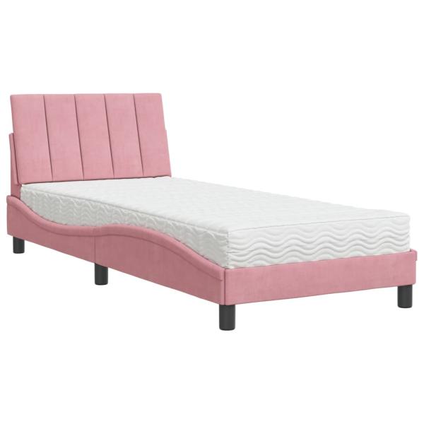 Bett mit Matratze Rosa 80x200 cm Samt