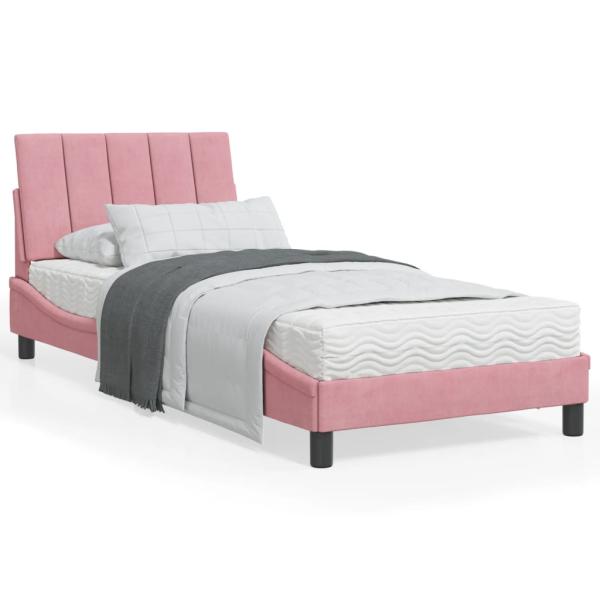 ARDEBO.de - Bettgestell mit LED-Leuchten Rosa 80x200 cm Samt
