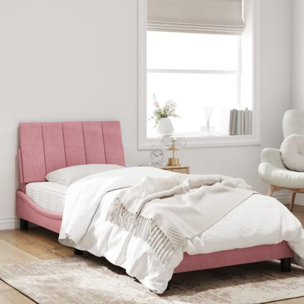 Bettgestell mit LED-Leuchten Rosa 80x200 cm Samt