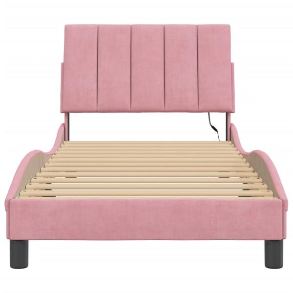 Bettgestell mit LED-Leuchten Rosa 80x200 cm Samt