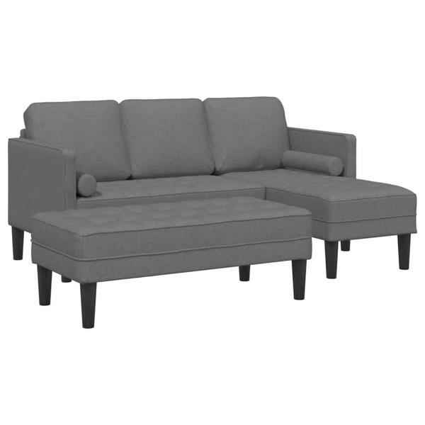L-förmiges Sofa Set aus 2 Dunkelgrau Polyester