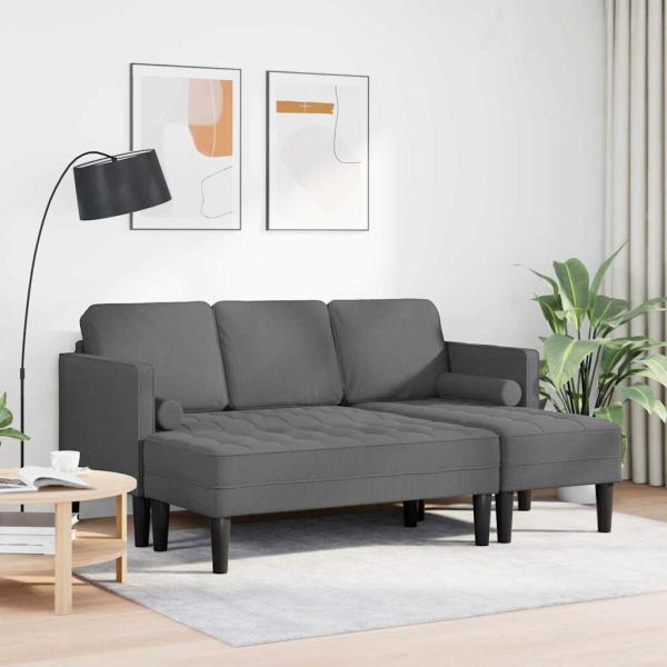 L-förmiges Sofa Set aus 2 Dunkelgrau Polyester