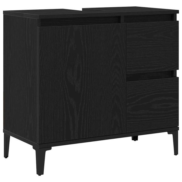 Badezimmermöbel-Set 3-teilig Schwarze Eiche Holzwerkstoff