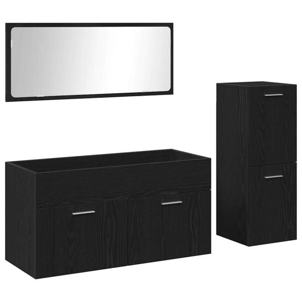 Badezimmermöbel Set Set aus 3 Schwarze Eiche