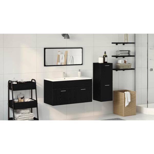 Badezimmermöbel Set Set aus 3 Schwarze Eiche