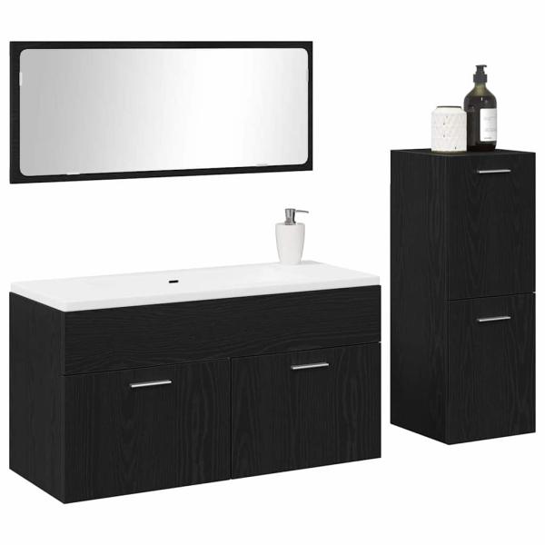 Badezimmermöbel Set Set aus 3 Schwarze Eiche