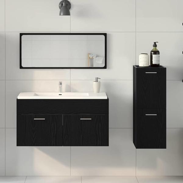 Badezimmermöbel Set Set aus 3 Schwarze Eiche