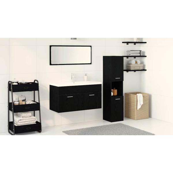 Badezimmermöbel-Set Set aus 3 Schwarz-Eiche Holzwerkstoff Slim