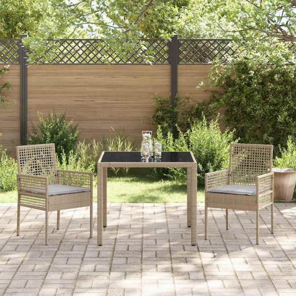 Set von 2 Beige Poly-Rattan 90 x 90 x 75 cm