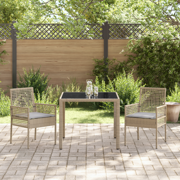 Set von 2 Beige Poly-Rattan 90 x 90 x 75 cm