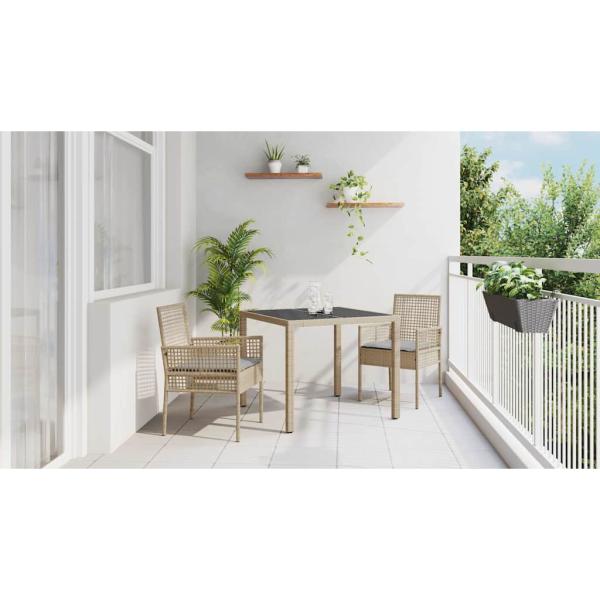 Set von 2 Beige Poly-Rattan 90 x 90 x 75 cm