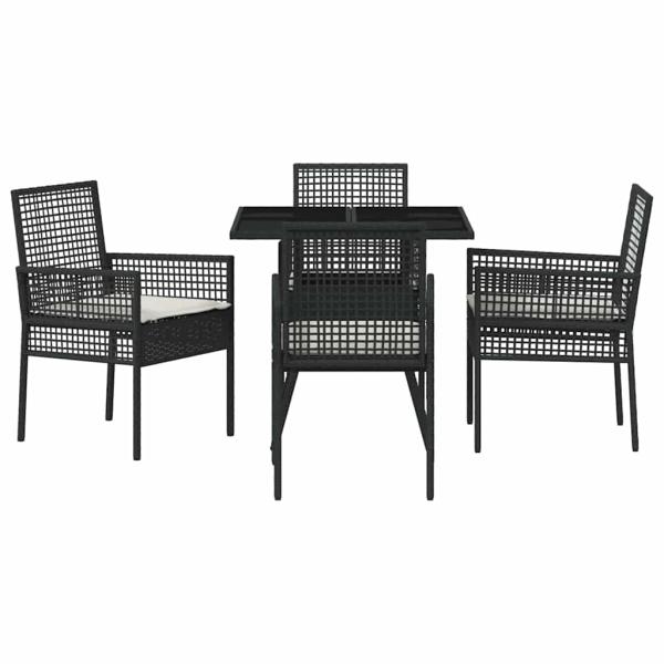 Esstischset Set aus 5 Schwarz Rattan und Metall Langlebig