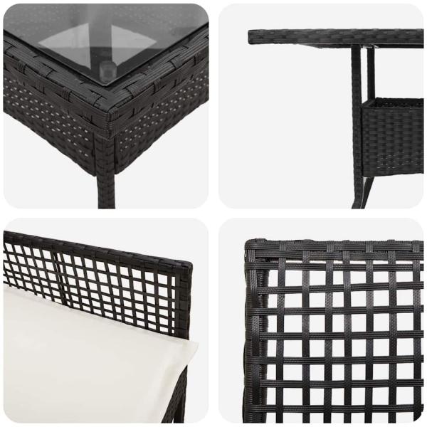 Esstischset Set aus 5 Schwarz Rattan und Metall Langlebig