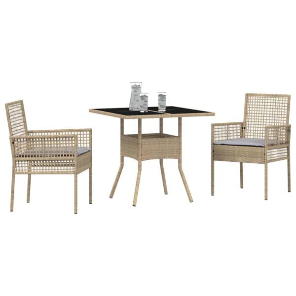 Essmöbel Set 3-teilig Beige Rattan und Polyester Langlebig