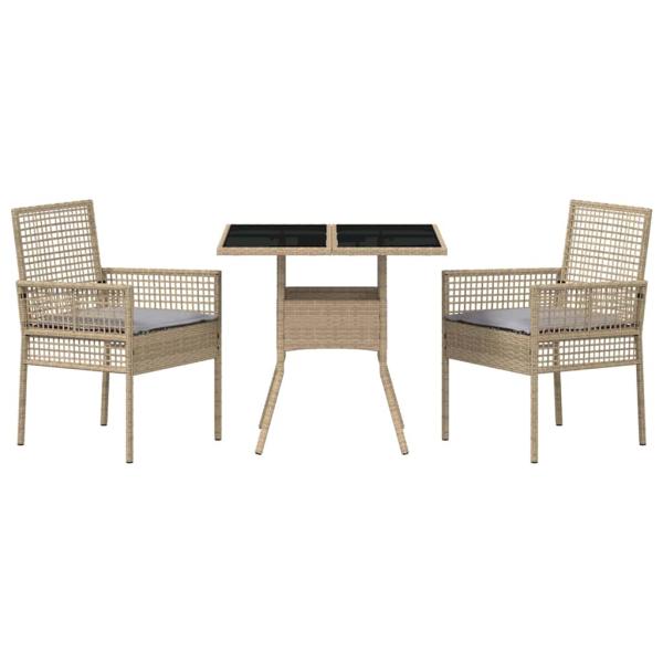 Essmöbel Set 3-teilig Beige Rattan und Polyester Langlebig