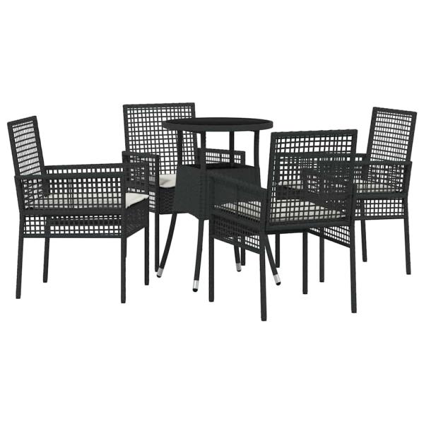 Esszimmermöbelset Set aus 5 Schwarz Poly-Rattan Stabil