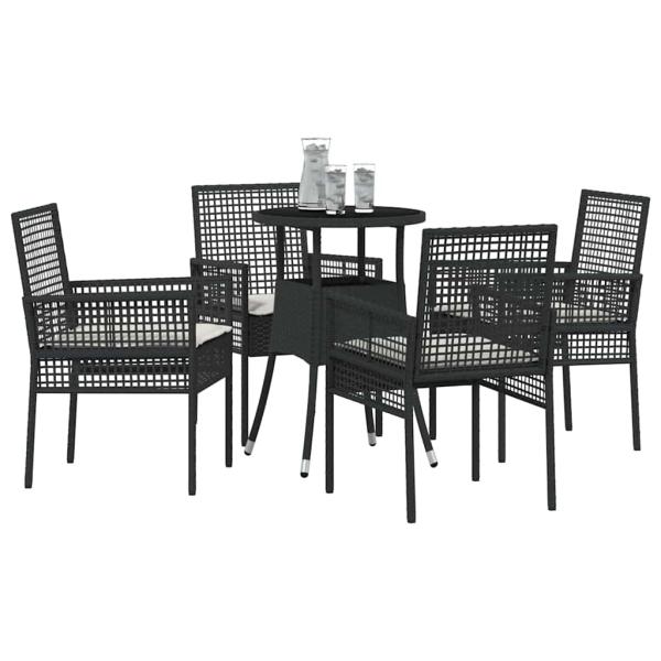 Esszimmermöbelset Set aus 5 Schwarz Poly-Rattan Stabil