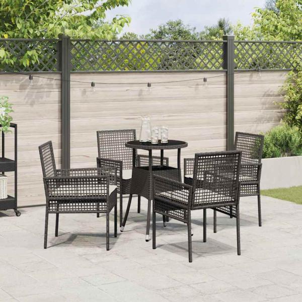 Esszimmermöbelset Set aus 5 Schwarz Poly-Rattan Stabil
