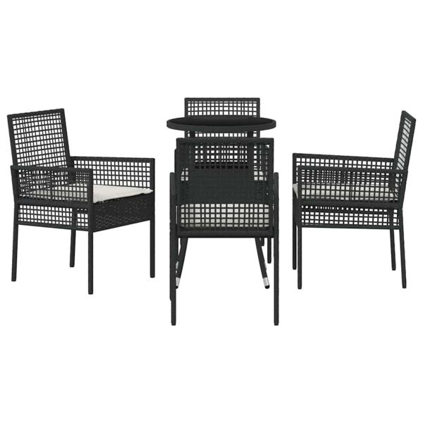 Esszimmermöbelset Set aus 5 Schwarz Poly-Rattan Stabil