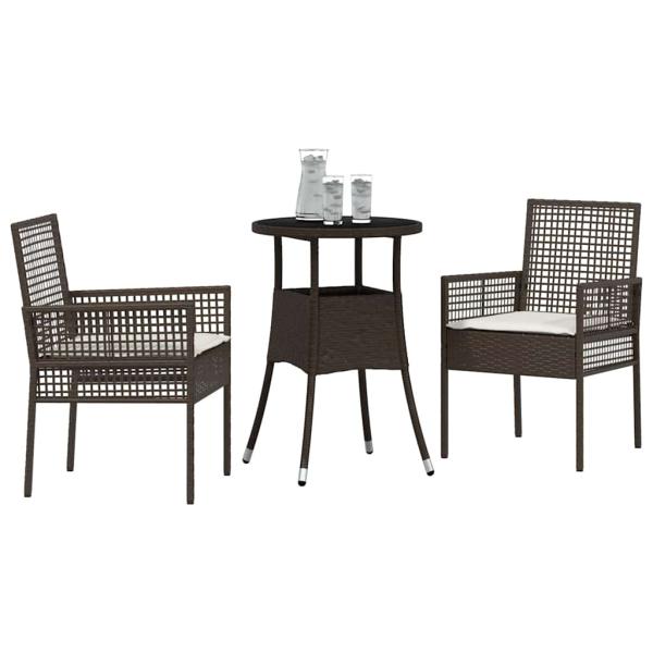 Esszimmermöbel Set 3-teilig Braun Rattan, Metall Robust