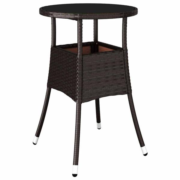 Esszimmermöbel Set 3-teilig Braun Rattan, Metall Robust