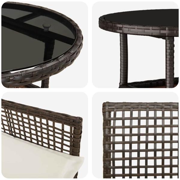 Esszimmermöbel Set 3-teilig Braun Rattan, Metall Robust
