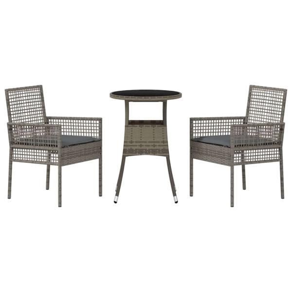 Esszimmermöbel Set Set aus 3 Grau Rattan Langlebig