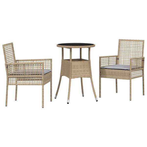 Essmöbel Set Set aus 3 Beige Rattan, Glas Langlebig