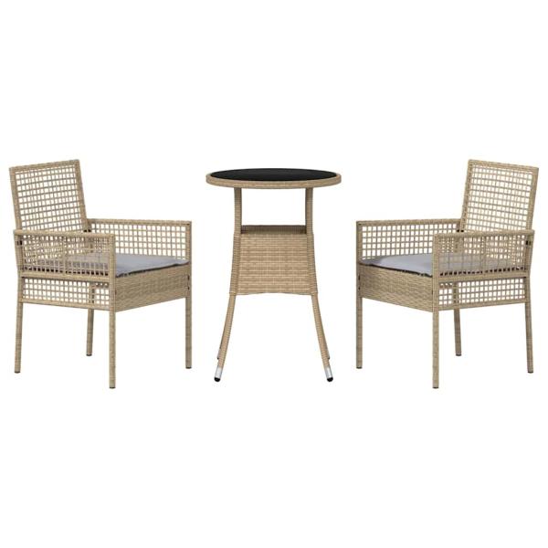 Essmöbel Set Set aus 3 Beige Rattan, Glas Langlebig