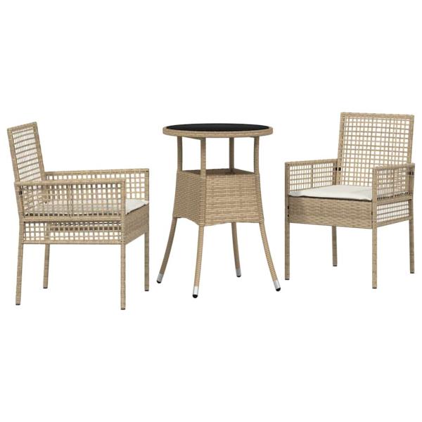 Essmöbel Set 3-teilig Beige Rattan, Metall Langlebig
