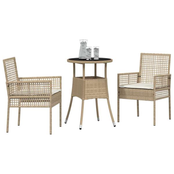 Essmöbel Set 3-teilig Beige Rattan, Metall Langlebig
