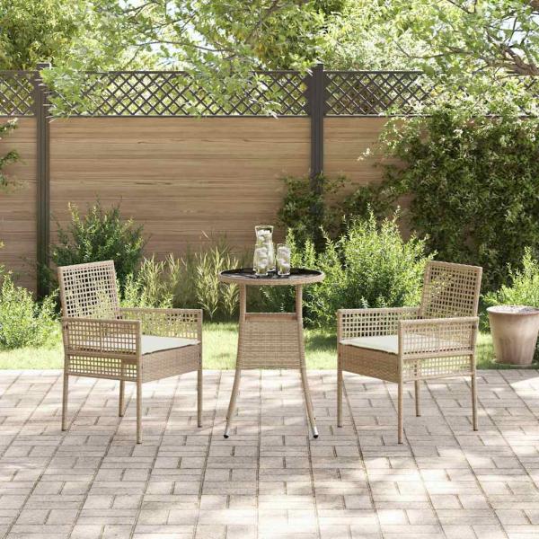 Essmöbel Set 3-teilig Beige Rattan, Metall Langlebig