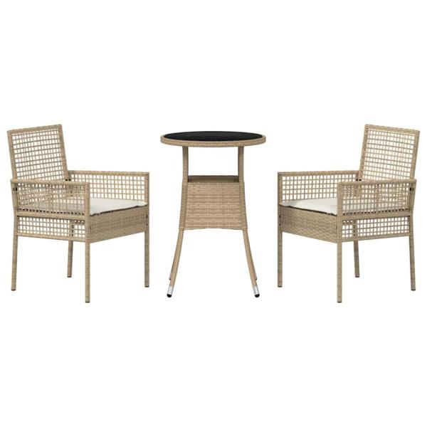 Essmöbel Set 3-teilig Beige Rattan, Metall Langlebig