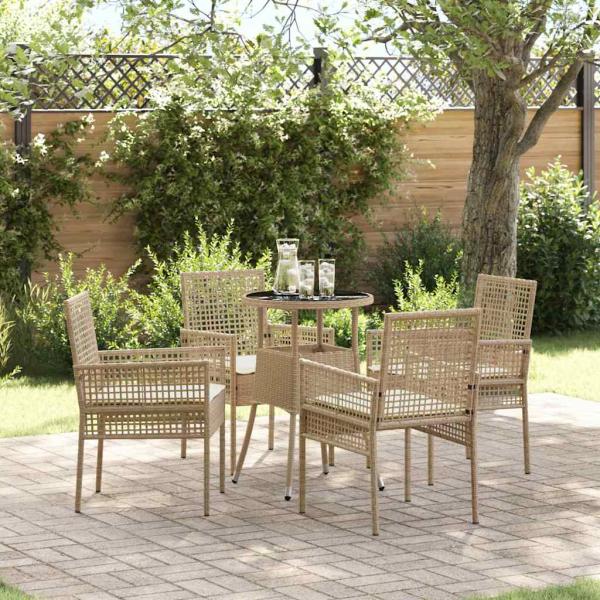 ARDEBO.de - Esszimmermöbel Set 5-teilig Beige Rattan Langlebig