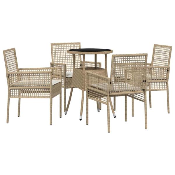 Esszimmermöbel Set 5-teilig Beige Rattan Langlebig