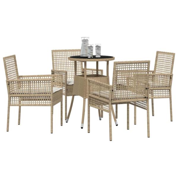 Esszimmermöbel Set 5-teilig Beige Rattan Langlebig