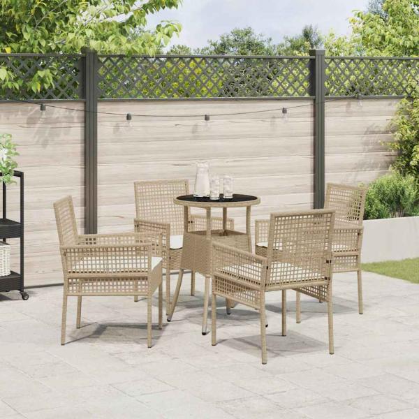 Esszimmermöbel Set 5-teilig Beige Rattan Langlebig