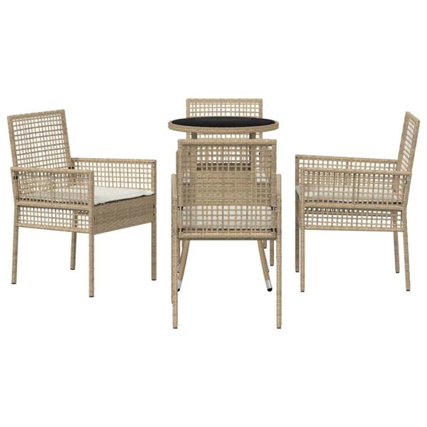 Esszimmermöbel Set 5-teilig Beige Rattan Langlebig