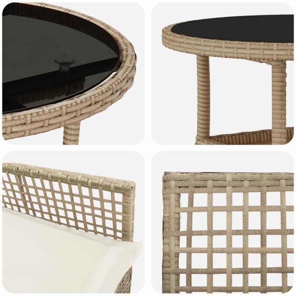 Esszimmermöbel Set 5-teilig Beige Rattan Langlebig