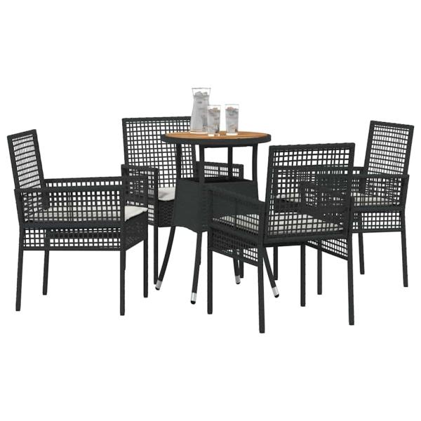 Essmöbel Set Set von 5 Schwarz Rattan, Polyester Langlebig