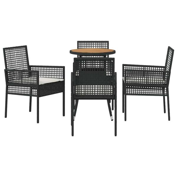 Essmöbel Set Set von 5 Schwarz Rattan, Polyester Langlebig